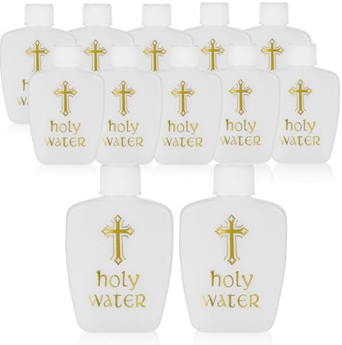 RAMFIYN 12 pack 2oz Empty Small Plastic Holy Water Bottle Container Flask for Church Holy Water Bottles