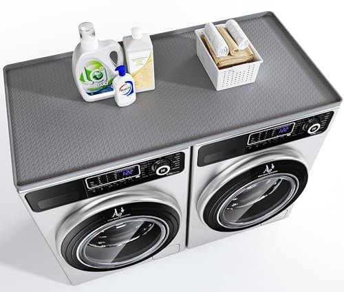 Waschtrockner-Arbeitsplatte, 137,2 x 69,8 cm, große Waschmaschinen- und Trocknerabdeckungen für die Oberseite, rutschfeste, wasserdichte Silikon-Trockner-Oberseite, Schutzmatte, Waschtrockner-Aufsatz