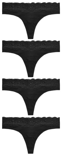 NEXT Damen 4er-Pack Tangaslips aus Baumwollgemisch mit Spitze