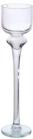 DRW Photophore avec Pied en Verre Transparent 12 x 12 x 60 cm