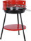35cm Round Freestanding BBQ Grill Portable 4-Level Barbecue for Outdoor Camping, Garden, Picnic, Party | Red & Black - Round BBQ with Shelf