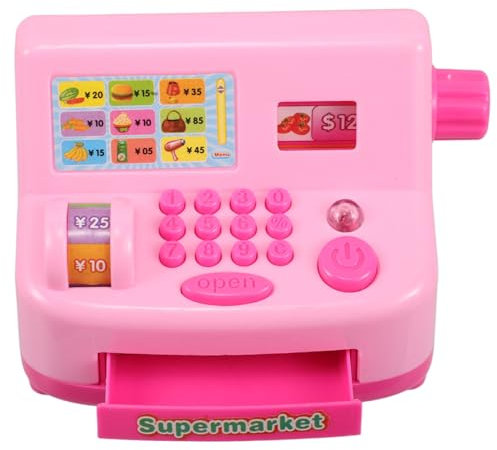 BESPORTBLE Kaufladen Registrierkasse für Realistische Simulation mit Mikrofon für Rollenspiele Fördert Soziale Fähigkeiten und Mathematik Kompakt und Tragbar für Mädchen und Jungen