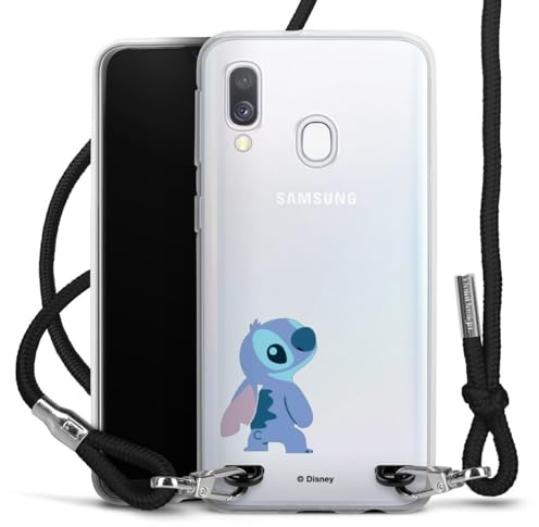 Carry Case kompatibel mit Samsung Galaxy A40 Hülle mit Band Handykette zum Umhängen schwarz Lilo & Stitch Fanartikel Disney