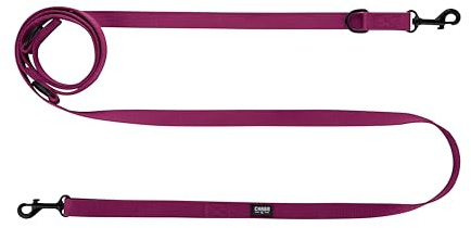 Chaba Hundeleine für Mittelgroße Hunde mit 2 Karabinern | Spaziergang mit Zwei Hunden gleichzeitig | Verstellbar 1.35-2.6m | Breite 2cm | 2 Tragevarianten | Leicht | Robust | Dog Leash | Bordeaux, L