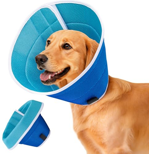 PICK FOR LIFE Halskrause Leckschutz Hund Weich, Atmungsaktive Verstellbarer | Haustier Elisabethanischer Schutzkragen Leckkragen, Ideal für Hunde Nach Operationen, Wundheilung und Nageltrimmen(XL, Blau)