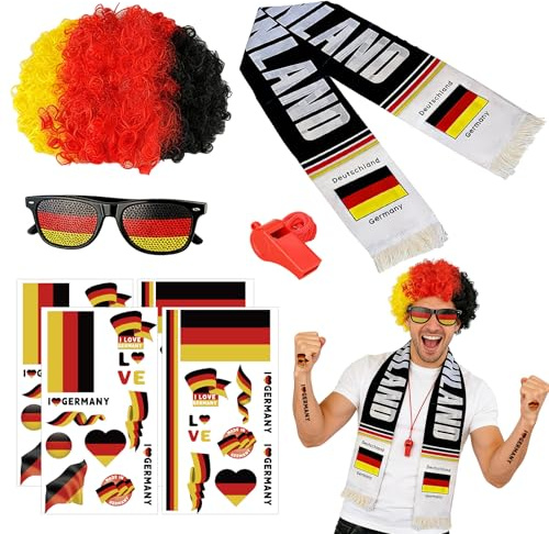 Viilich 8 Stück Deutschland Fanartikel, Fanpaket EM Fußball Deko für Fans, WM 2026 Deutschland Fanartikel Geschenke Champions League Ball, ideale Fanartikel für jedes Fußballevent