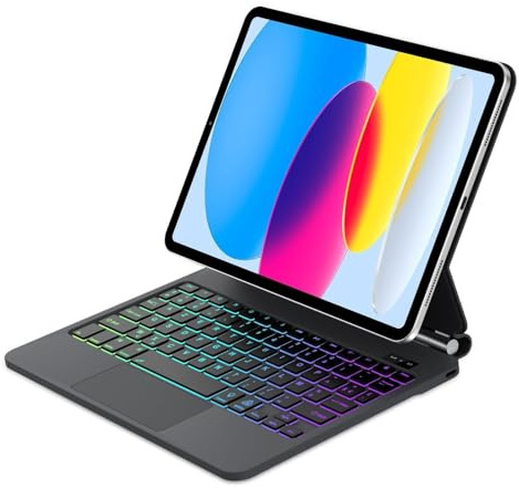 Magic Keyboard pour iPad A16 11e Gén 2025/10e Gén 2022, Support Flottant et Pavé Tactile Multi-touch de Précision, AZERTY Français Clavier avec Rétroéclairées pour iPad 10/11e Génération 10.9/11,Noir