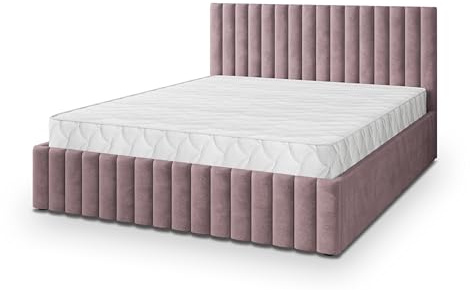Masseno Polsterbett CARMIA K 120x200 cm, Doppelbett, Bettkasten, Stauraum, Lattenrost Und Kopfteil - Rosa, Kronos 27