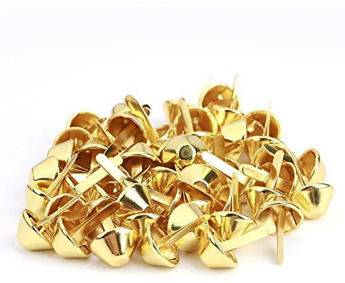 50pcs Remaches Clavo, Remaches para Piel Bolso, Remaches Goujon Cono Pies para Decoración y Reparación de Artesanía de Piel 15 mm Dorado