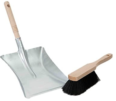 Novaliv Juego de recogedor de recogedor plateado galvanizado, recogedor de carbón, recogedor de mano, juego de recogedor – adecuado para camping y recogedor