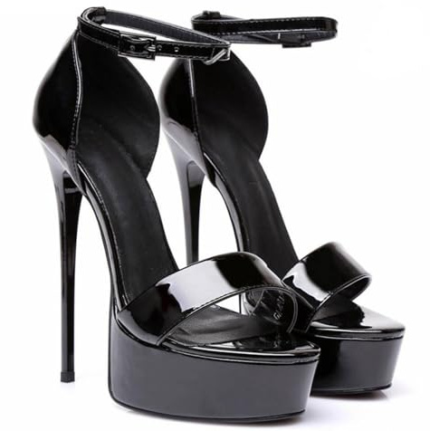 TIKENBST tacchi donna Sandali Con Tacco Alto 16CM Scarpe Con Plateau A Tacco Alto Scarpe Con Tacco Classico Scarpe Aperte,Black-41