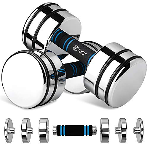 Northdeer Dumbbells Set, Adjustable Ultracompact Chrome Weights Home | Adjustable 2.5kg 5kg 7.5kg 10kg 15kg 25kg Chrome Dumbbell with Foam Handles Home Gym Workout