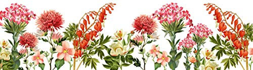 anna wand – Selbstklebende Bordüre/Borte/Wandbordüre „Blumengarten” Blumen floral – Rosarot/Grün auf Weiss – 450 x 11.5 cm – Made in Germany