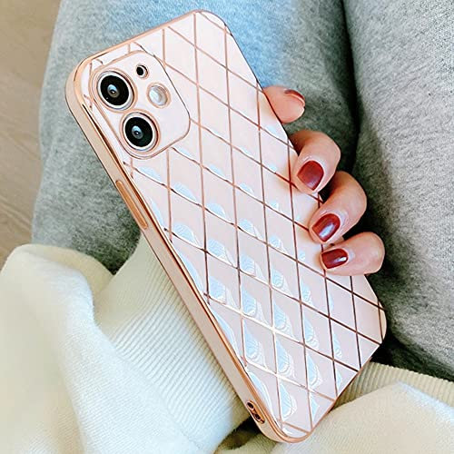OWM iPhone 11 Case Silicone [Quilted Designer Back] Shockproof Gold Edging Luxury Girls Women [Camera Lens Protective] Phone Cover Compatible for iPhone 11-6.1 Inch (Baby Pink)