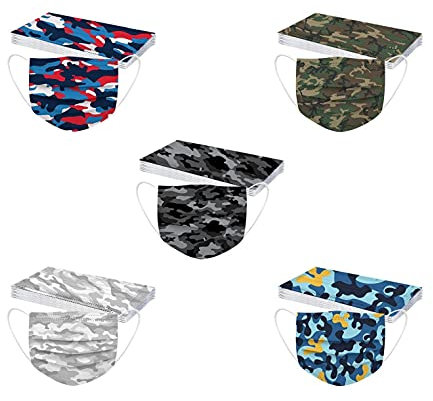Bumplebee 50 Stück Kinder Mundschutz mit Motiv Bunt MNS Mund Nasenschutz Cartoon Druck Maske Tücher Atmungsaktiv Multifunktionstuch Bandana Halstuch Schals (Mehrfarbig B2, One size)