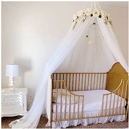 Zanzariera per Letto, Repellente per Zanzare di Bambini Neonati per Camerette Ragazze Tenda Castello Principessa Zanzariera a Baldacchino per Letto Anti Insetti Traspirante,Bianco,(Altezza: 240cm)