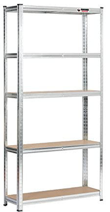 Rhino Racking - 2 Bays - 5 Tier Heavy-Duty Industrial Storage Shelves - Galvanised - 180x90x30cm