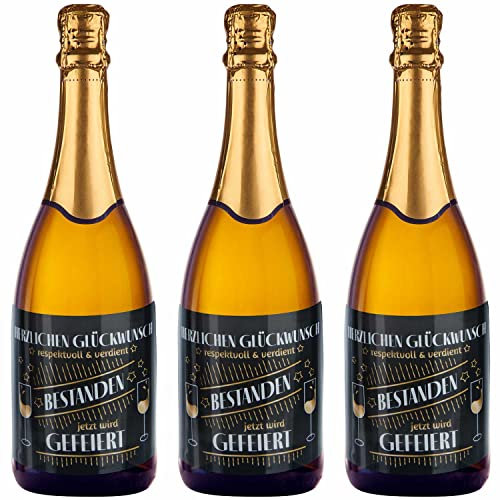Etiquetas adhesivas para botellas de Nochevieja, juego de 3 etiquetas VERSION ALEMANA