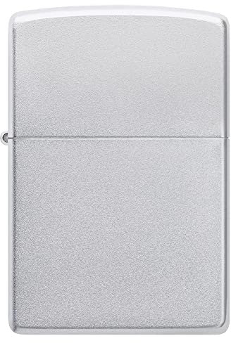 Zippo Sturmfeuerzeug - Satin Chrome mit seitlicher Flammengravur - Nachfüllbar - Wiederverwendbar - Windfestes Design - Geschenkbox - Made in USA - Amazon Exclusive