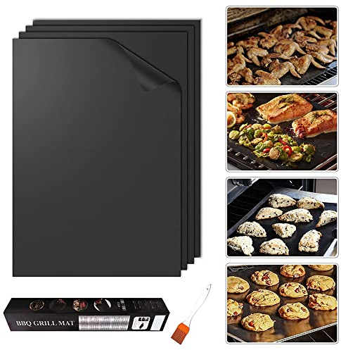 4 Pack Large Oven Liners for Bottom of Electric Gas Oven Reusable, Thick Heavy Duty Nonstick Teflon Oven Mat, Heat Resistant Grill Mats Outdoor, Easy to Clean Gas Stove Liners