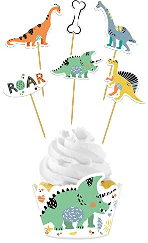 Folat 68304 Cupcake Deko-Set Dino Roars - 12-teilig