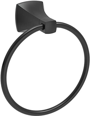 WZRUA Porte-serviettes pour salle de bain, cuisine, noir mat, anneau porte-serviettes en acier inoxydable et alliage de zinc, support mural