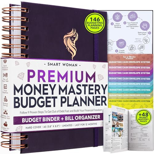 Finanzplaner & Monatsbudget Organizer – 12-Monats-Budgetbuch zur Geldverwaltung | Undatierter A5 Deluxe Budget-Planer mit Ausgaben-Tracker, Zielsetzung & Sparübersicht