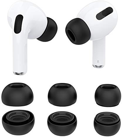 Ohrstöpsel für Airpods Pro, 3 Paar Silikon-Ohrpolster Ersatz rutschfeste Eartips-Abdeckung Kompatibel mit Airpods Pro 2019 (Fit in Charging Case) - Schwarz-Mittel