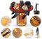 FENRIR Set of 5 Engraved Shot Glasses with Coasters, Horn Cup with Wooden Serving and Storage Bowl, Handmade Drinking Set