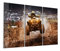 DEQORI Glasbilder Echtglas | Motiv Geländefahrzeug auf Piste | horizontal 3-teilig 150x100 cm | große XXL Deko | Wandbilder für Wohnzimmer, Schlafzimmer, Flur & Küche | moderne Wanddeko