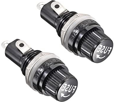 QUARKZMAN 5x20mm 125VAC/15A 250VAC/10A Fusible Support x 2PCS Filetage Panneau Monté Vis Capuchon Fusible Support Prise pour Voiture Radio Audio DIY Projet, [ Noir]