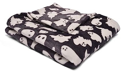 Bedlam - Halloween Geister Fleecedecke (120 x 150cm) - Superweiche & kuschelige Decke in Schwarz - Gruselige Geister - Perfekte Halloween Kuscheldecke für Sofa, Bett oder als Halloween Dekoration