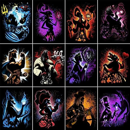 HUANNY DIY Diamond Painting Villains Diamond Art, 5D Full Drill Cross Stitch Embroidery kits (12 Packs)