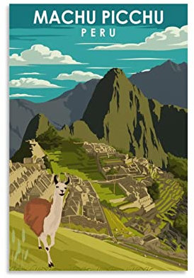 Machu Picchu Peru Vintage-Reise-Poster, Landschaft, 40 x 60 cm, Leinwanddruck für Wohnzimmer, Schlafzimmer, Wohnheim, Zuhause, Büro, Wanddekoration
