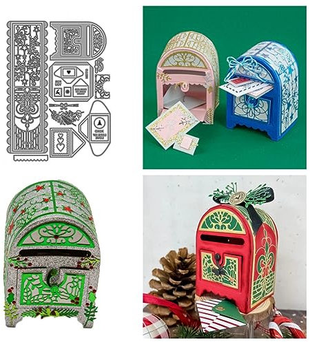 Sredwtk Briefkasten Stanzschablonen Weihnachten Schachtel Stanzschablonen Boxen Metall Prägeschablonen Stanzformen Schablonen für DIY 3D Hochzeitgeschenkbox Kuchenbox Keksbox Süßigkeitenbox
