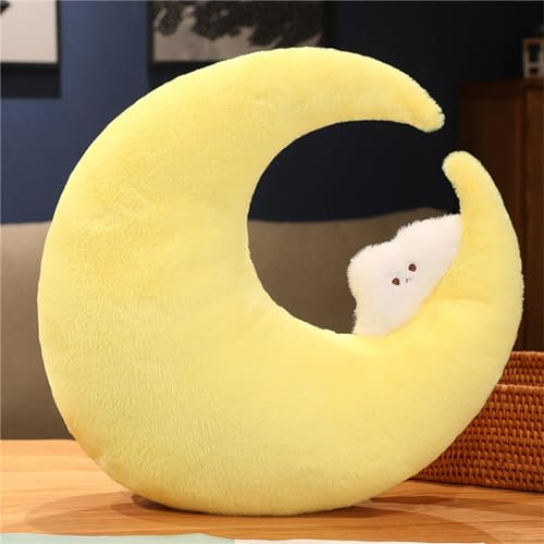 Mond Kissen,Mondkissen Baby,Kissen Mond mit Stern,Gelb Plüschtier in Mondform Kissen,Kissen Kinderzimmer Mondkissen Kinder,Kuschelkissen für Mädchen & Jungen (Wolken)