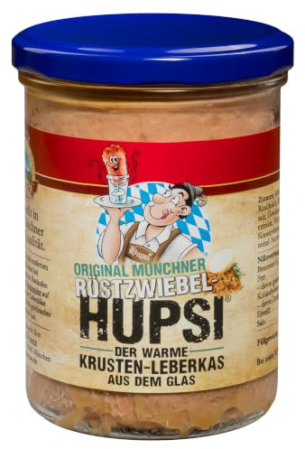 HUPSI Leberkäse im Glas Röstzwiebel-Käs-Käs 380 g | In 25-30 Minuten verzehrfertig, für Backofen, Airfryer, Mikrowelle, Pfanne & Grill, 12 Monate ungekühlt haltbar, bayerisch