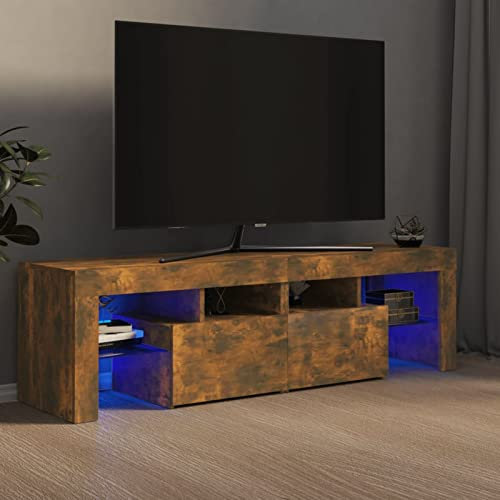 SECOLI TV Schrank led 140cm TV Lowboard mit LED TV Board LED Lowboard TV Schrank Fernsehschrank fernsehtisch tv Cabinet tv Bank TV möbel-Räuchereiche-140x36,5x40 cm
