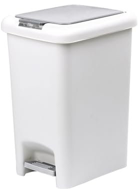 Casa & Casa Fairmont Pedal Bin, Modern and Stylish Trash Can, 30L Bin for Kitchen, Bathroom, Bedroom, Office, Anti-Fingerprint Outer Finish, Durable Plastic Rubbish Bin, Rectangular Waste Bin, White