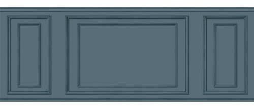 Papier peint panoramique, bleu vert, effet garantit trompe l'oeil, boiseries soubassement, 75 cm X 200 cm