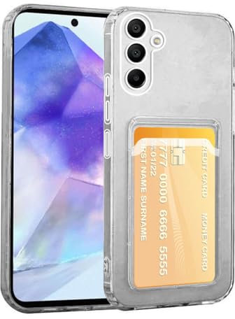 SDTEK Coque transparente en gel absorbant les chocs et porte-cartes pour Samsung Galaxy A55