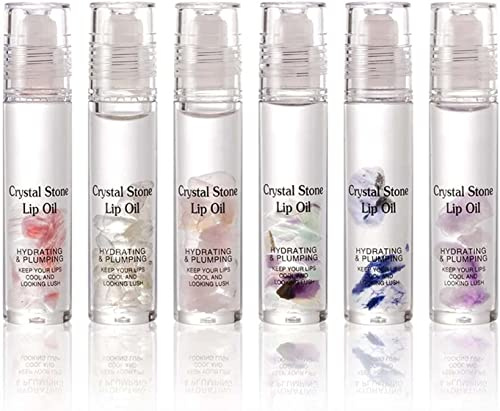 Natural Crystal Moisturizing Lip Gloss Lips Plumping, Roll On Lip Gloss, Lip Gloss Clear, Plumping Lip Gloss, For Nourishing and Moisturizing Lips. (6pcs)