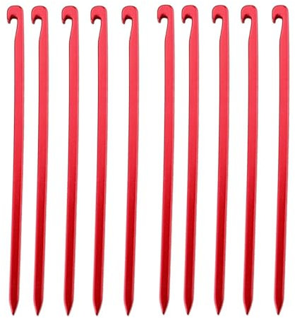 Vordach Nagel 10Pcs 16cm Aluminium Legierung Zelt Heringe Garten Stakes Boden Nagel Heavy Duty Hängematte Camping for Abspann Markise Baldachin überzelt Zeltheringe (Color : Red)