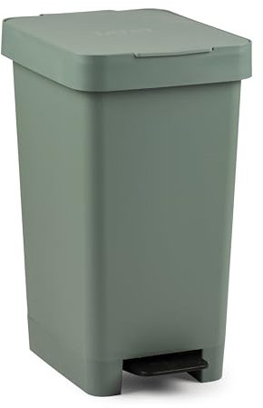 TATAY Cubo de Basura Cocina con Pedal Smart 25L | Diseño Compacto y Funcional | Uso Interior y Exterior | Compatible con Bolsas de 30L | Plástico Reciclado Libre de BPA | 26x36x47cm, Verde