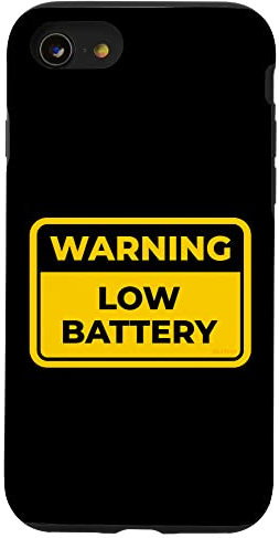 Hülle für iPhone SE (2020) / 7 / 8 Lustiges Warnschild mit niedrigem Akku, humorvoll