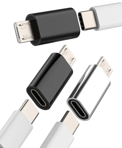 Micro USB macho a USB C tuerca adaptador (3 unidades) cable de carga tipo C hembra USB micro enchufe USB Micro Plug Data Sync Charging Converter Android Cargador Accesorios Compatible para Samsung