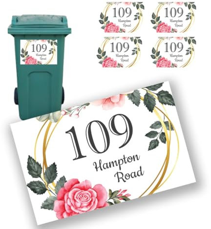 Personalised Wheelie Bin Stickers Street Name & Number Waterproof Vinyl Decal Road Dustbin