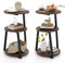 GIANTEX Table d'Appoint à 3 Niveaux 62 CM, Table de Chevet avec 3 Etagères en Bois, Table Basse Cadre en Métal avec Patins de Pied Réglables, Table d'Appoint Ronde Design Industrielle (2)