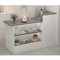 Empfangstresen, Rezeptionstheken, Moderne, minimalistische Empfangstheke an der Vorderseite, Empfangstheke mit offenen Regalen, optionale erhöhte Regale links u(Size:140x100x45cm,Color:Grau/rechts)