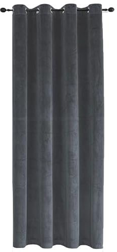 TiborTex Verdunkelungsvorhang Samt weich 140x145 cm Anthrazit Ösen Vorhang Blickdicht abdunkelnd Gardine Ösenaufhängung